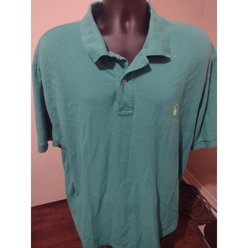 Polo Ralph Lauren Shirt Mens 3XB Big Aqua Blue Short Sleeve Golf Polo Pony